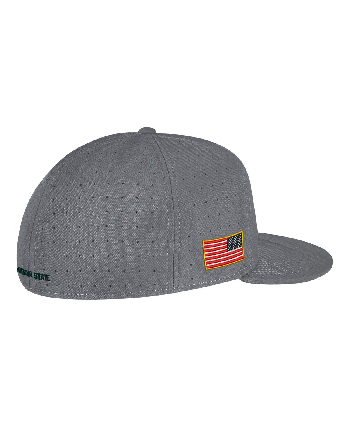 Shop Nike Men's  Gray Michigan State Spartans Usa Side Patch True Aerobill Performance Fitted Hat