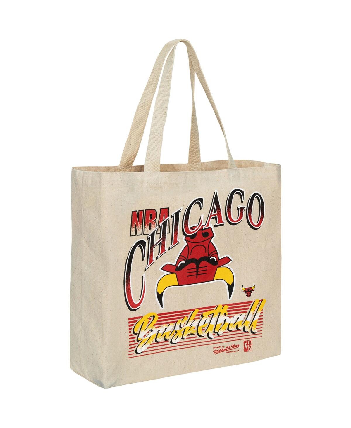 Shop Mitchell & Ness Women's  Distressed Chicago Bulls Graphic Tote Bag In White