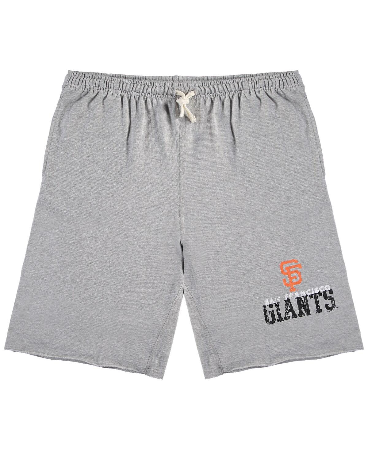 PROFILE MEN'S HEATHERED GRAY DISTRESSED SAN FRANCISCO GIANTS BIG AND TALL FRENCH TERRY SHORTS