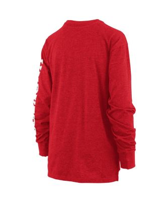 Women's Heathered Scarlet Nebraska Huskers Two-Hit Canyon Long Sleeve T-shirt