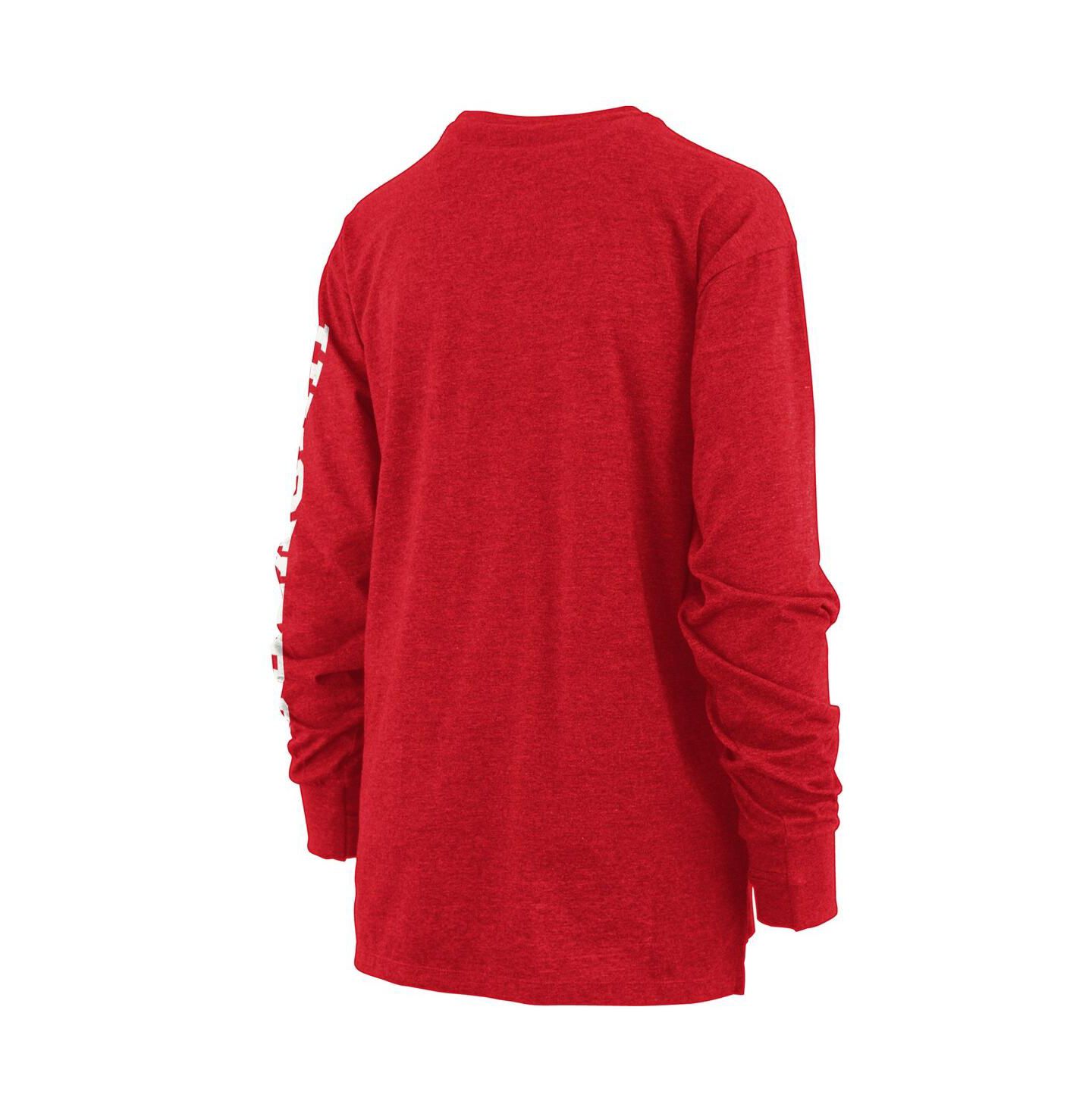 Женская футболка Pressbox Heathered Scarlet Nebraska Huskers Two-Hit Canyon Long Sleeve — фото 3