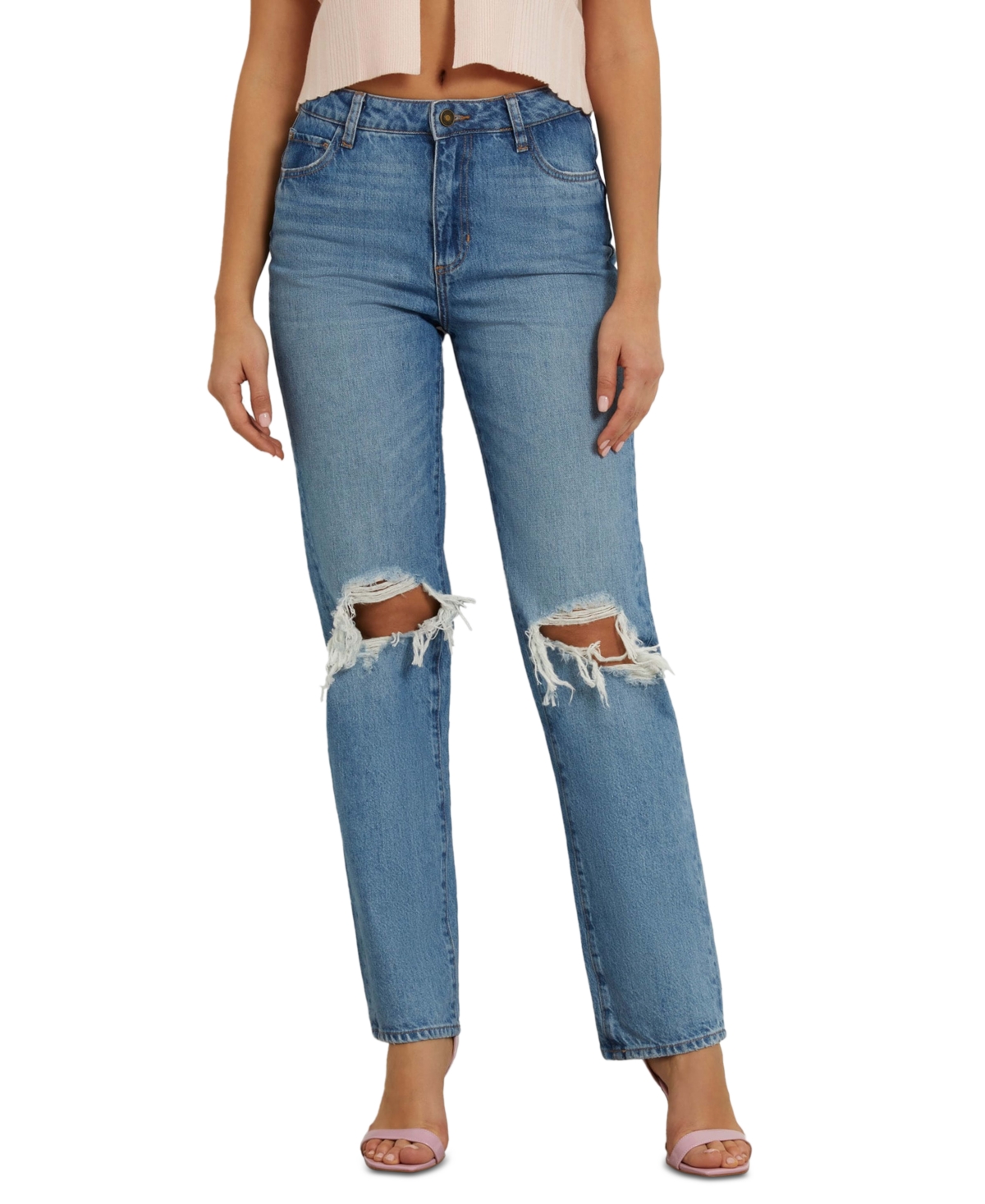 Shop Guess Women's Relaxed Straight-leg Jeans In Ramble
