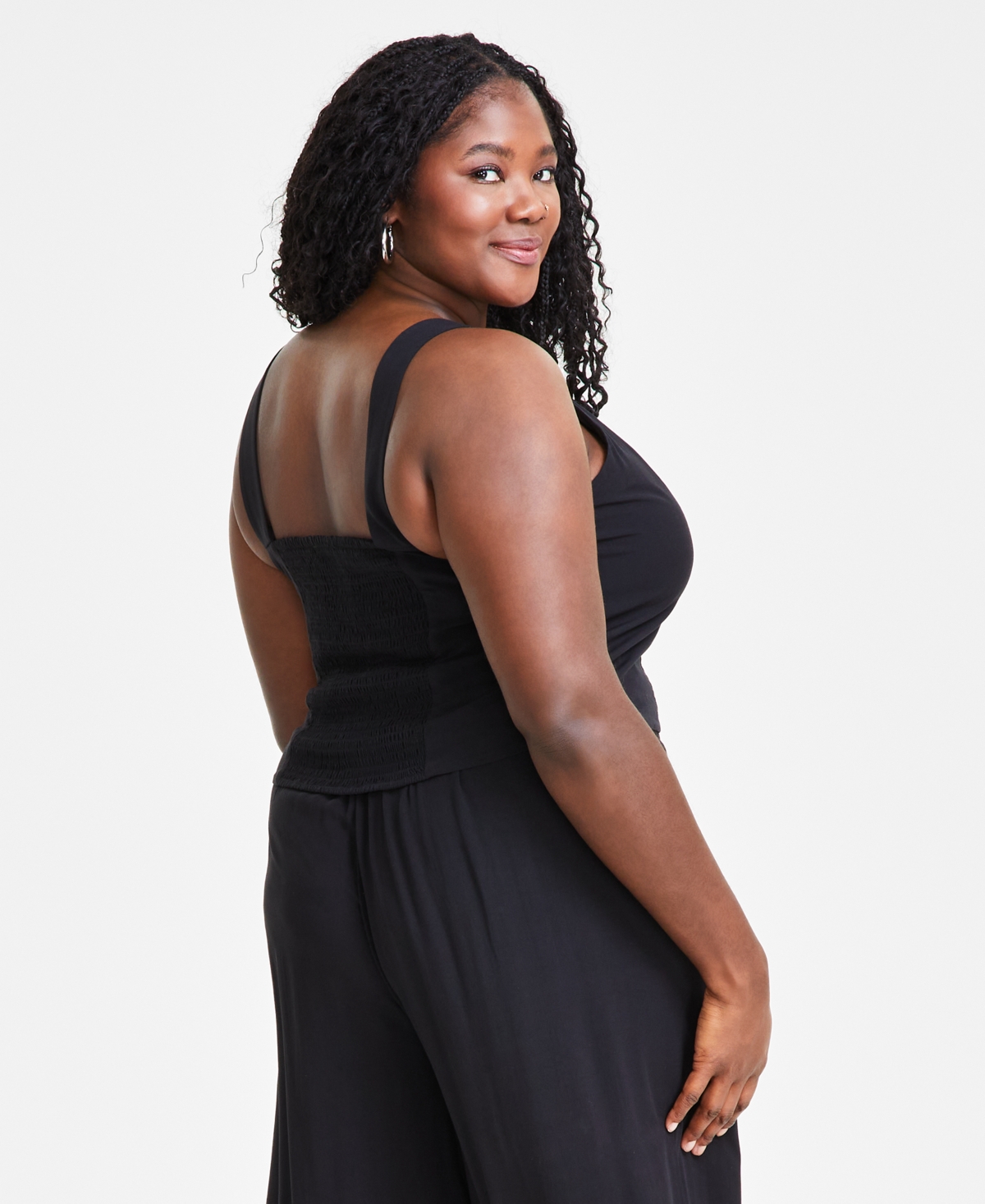 Bar Iii Trendy Plus Size Square-Neck Tank Top, Created for Macy's