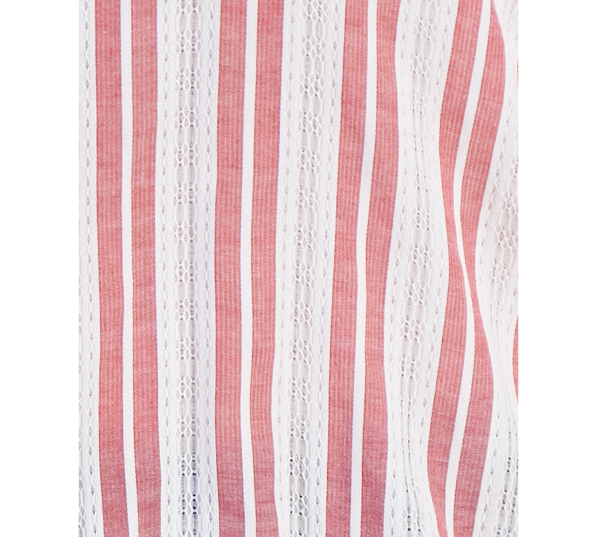 Tommy Hilfiger Plus Size Cotton Dobby Stripe Camp Shirt -Scarlet