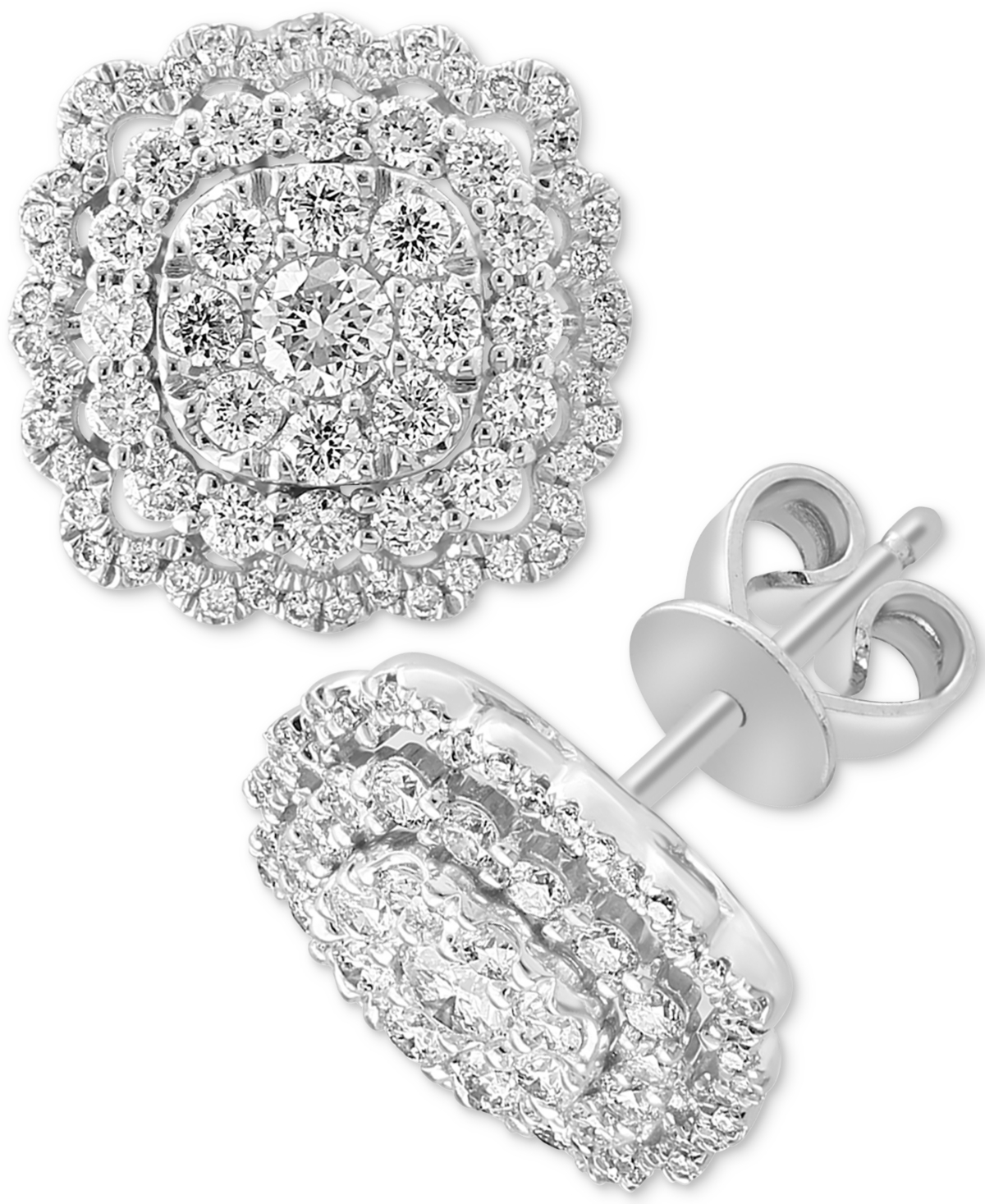 Effy Diamond Cluster Stud Earrings (1-1/20 ct. t.w.) in 14k White Gold - White Gold