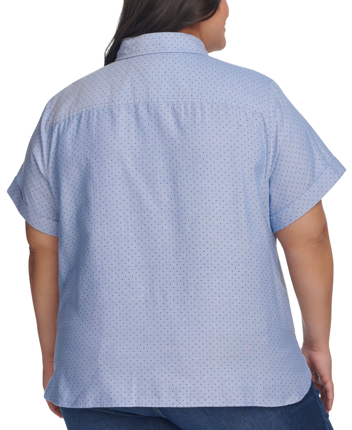 Tommy Hilfiger Plus Size Cotton Pin-Dot Camp Shirt