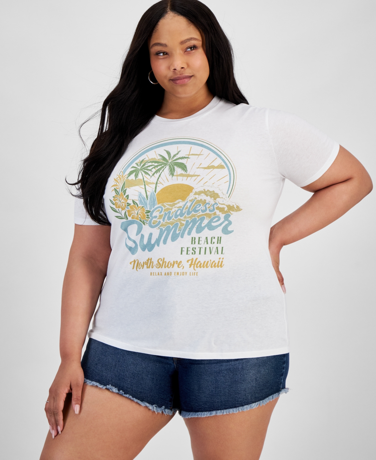 Shop Love Tribe Trendy Plus Size Endless Summer Graphic T-shirt In White