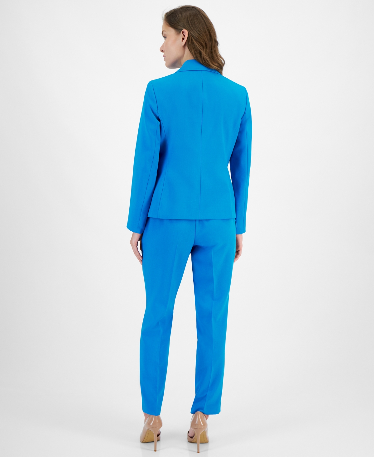 Le Suit Women's Crepe One-button Pantsuit, Regular & Petite Sizes In Azure