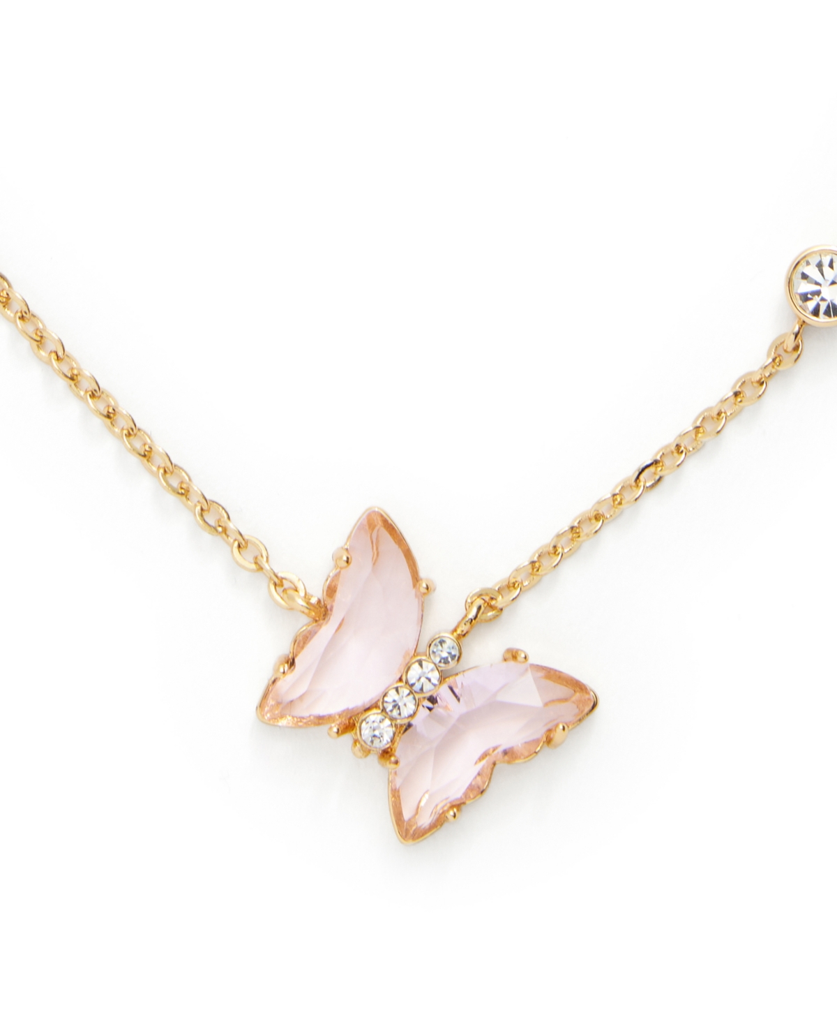 Shop Kleinfeld Faux Stone Butterfly Delicate Pendant Necklace In Pink,gold