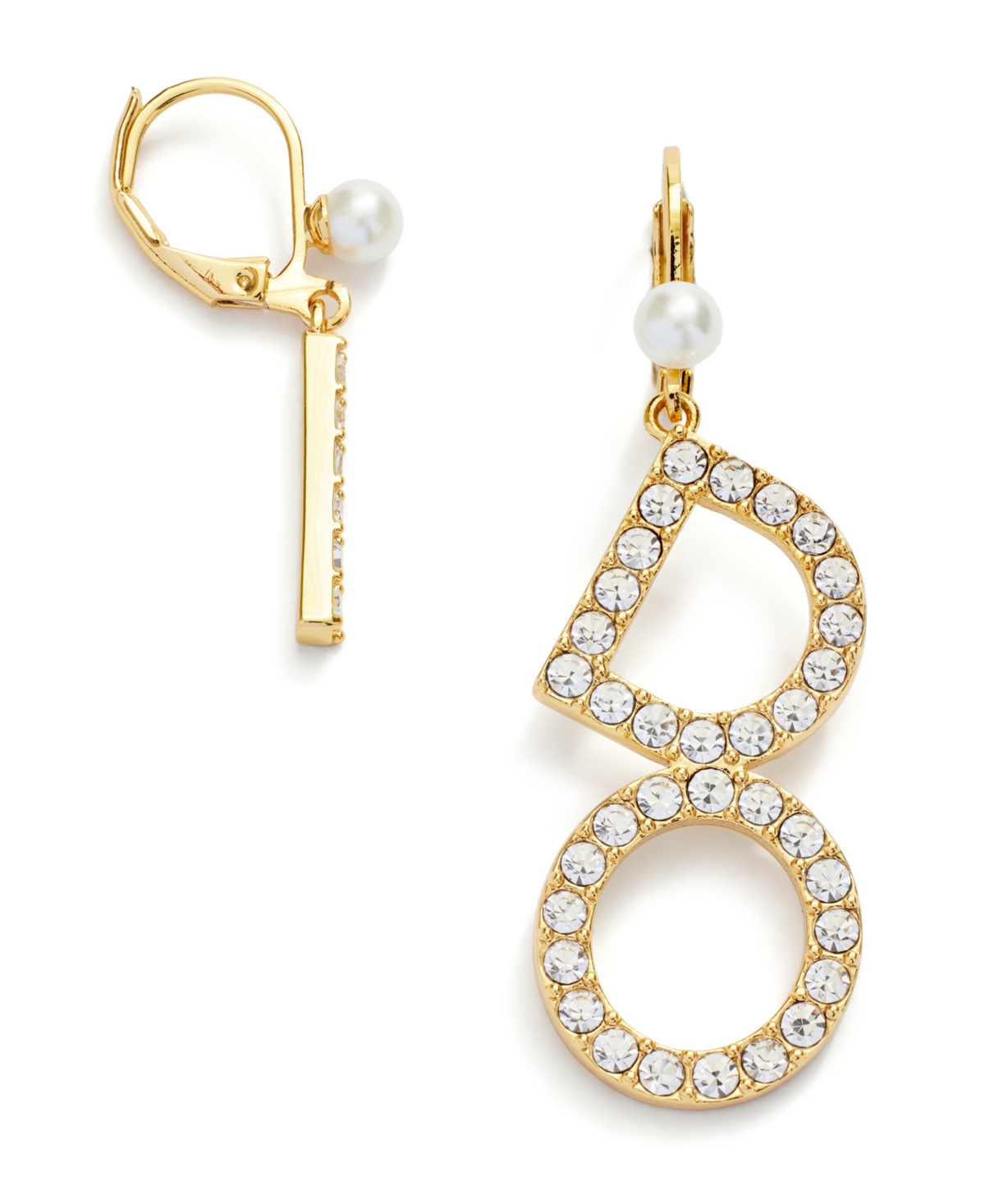 Shop Kleinfeld Faux Stone Pave I Do Mismatch Drop Earrings In Crystal,gold