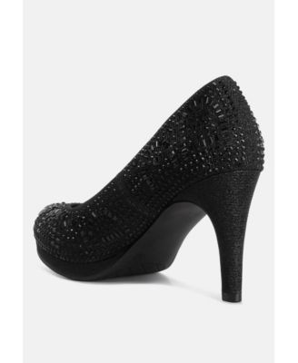 Womens Jolly Exquisite Rhinestone-Embellished Stiletto Pumps