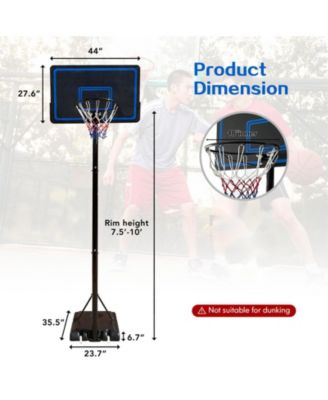 Adjustable Portable Basketball Hoop System with 44 Inch Backboard