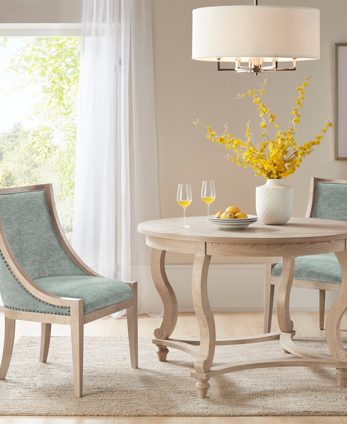 Martha Stewart Collection Elmcrest Upholstered Dining Chair With Nailhead Trim In Soft Green