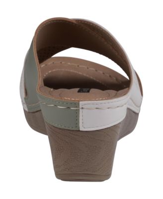 Women's Hayden Perforated Contrast Cross Strap Wedge Sandals