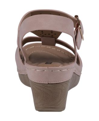 Women's Cole Embellished T-Strap Slingback Wedge Sandals