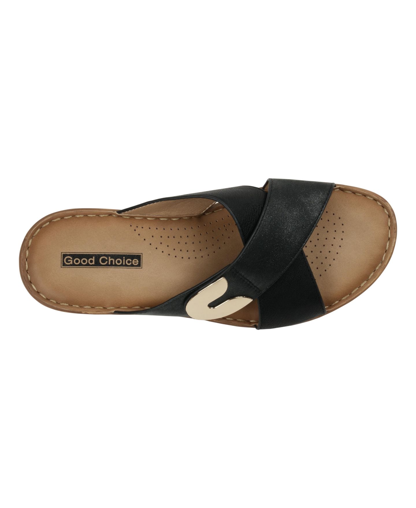 Женские сандалии GC Shoes Demi Cross Strap Hardware Slip-On Wedge, цвет: Чёрный — фото 4