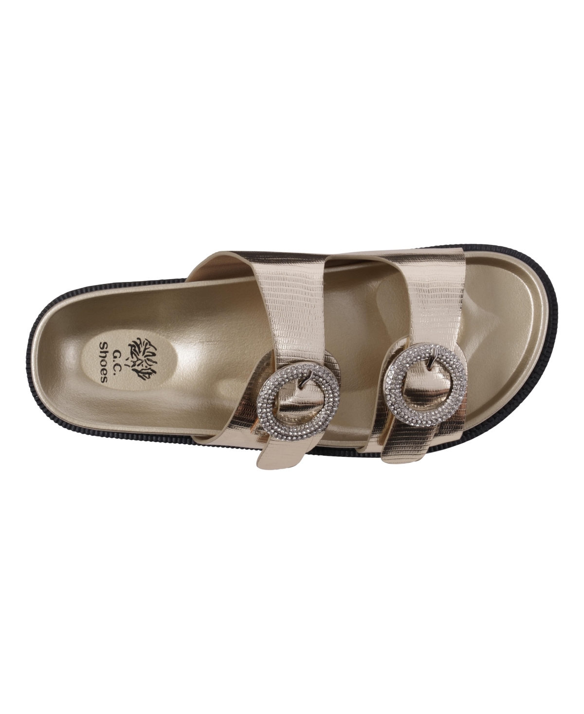 Gc Shoes Women's Jordyn Double Band Embellished Slide Footbed Sandals