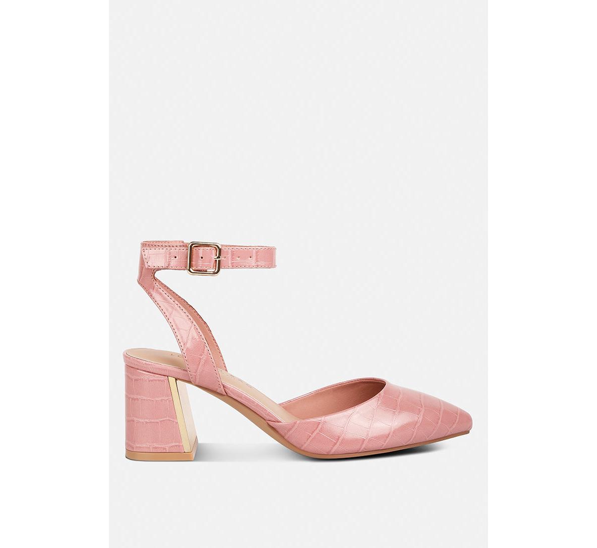 Hyatt metallic sling block heel sandals - Pink