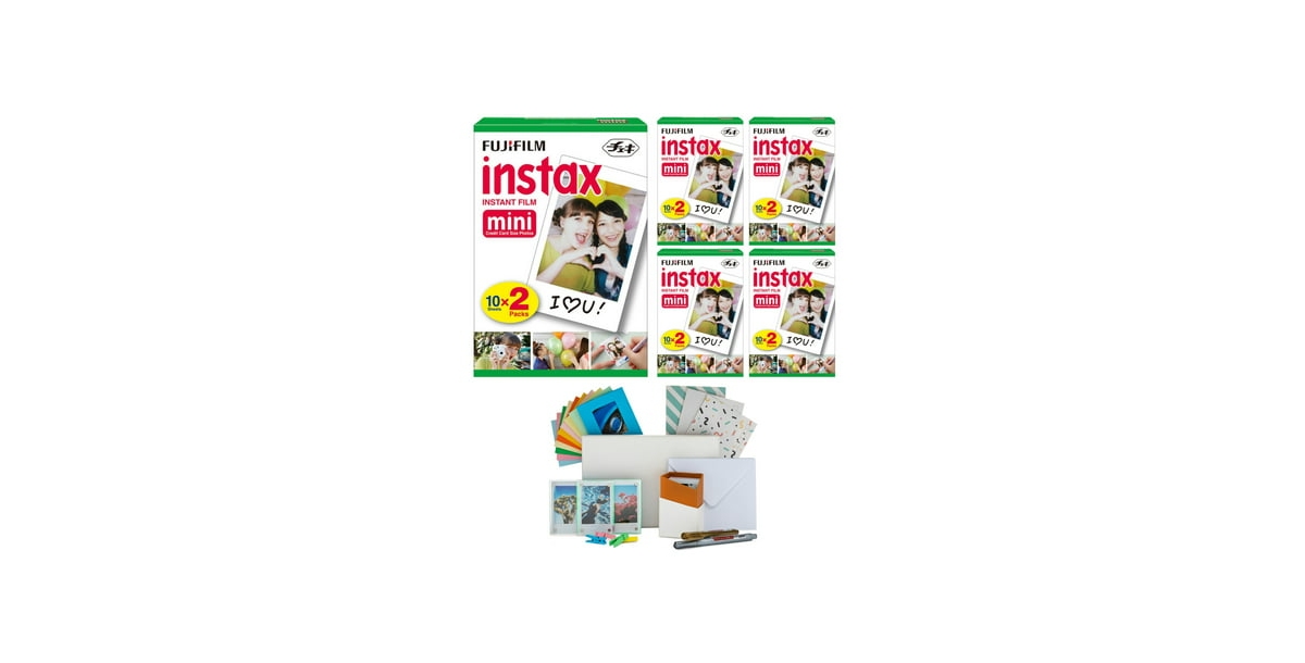 Fujifilm instax Mini Twin Film Pack (100 Exp) with Storage Box & Postcard Set