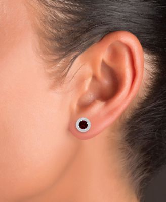 Amethyst (1-1/2 ct. t.w.) & Lab-Grown White Sapphire (1/2 ct. t.w.) Halo Birthstone Stud Earrings in Sterling Silver (Also in Additional Birthstones)