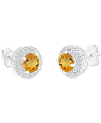 Amethyst (1-1/2 ct. t.w.) & Lab-Grown White Sapphire (1/2 ct. t.w.) Halo Birthstone Stud Earrings in Sterling Silver (Also in Additional Birthstones)