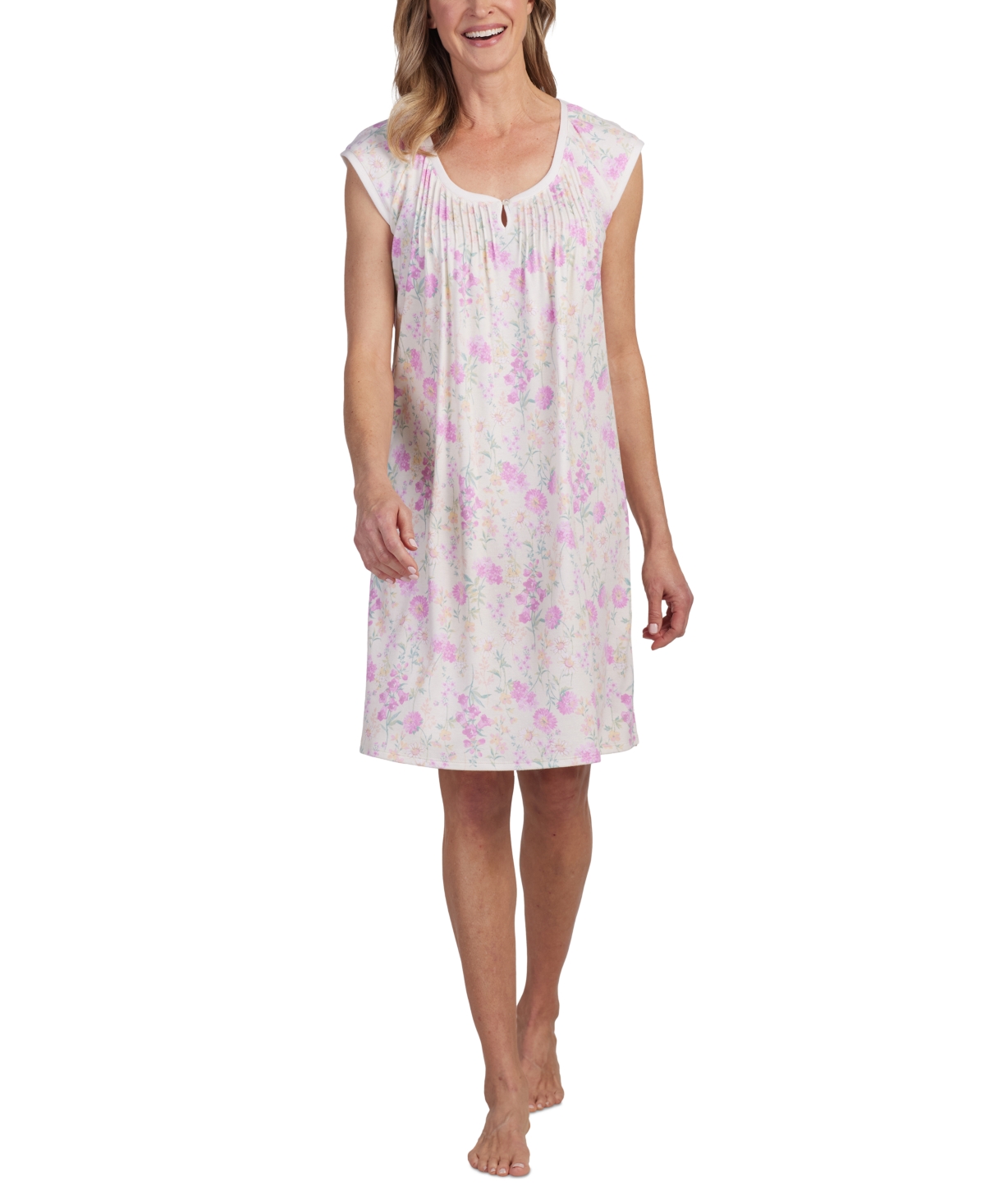 Shop Miss Elaine Women's Sleeveless Floral Nightgown In Pink Floral