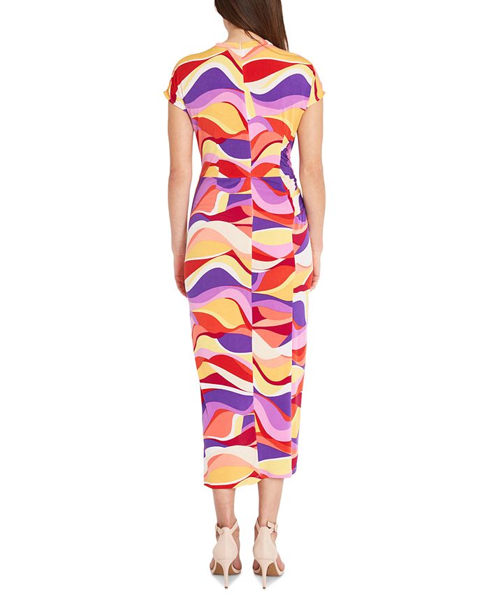 Object long sleeve midi wrap dress in leopard