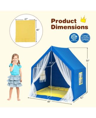 Large Play Tent Kids & Toddlers Playhouse with Washable Cotton Mat, Star Lights