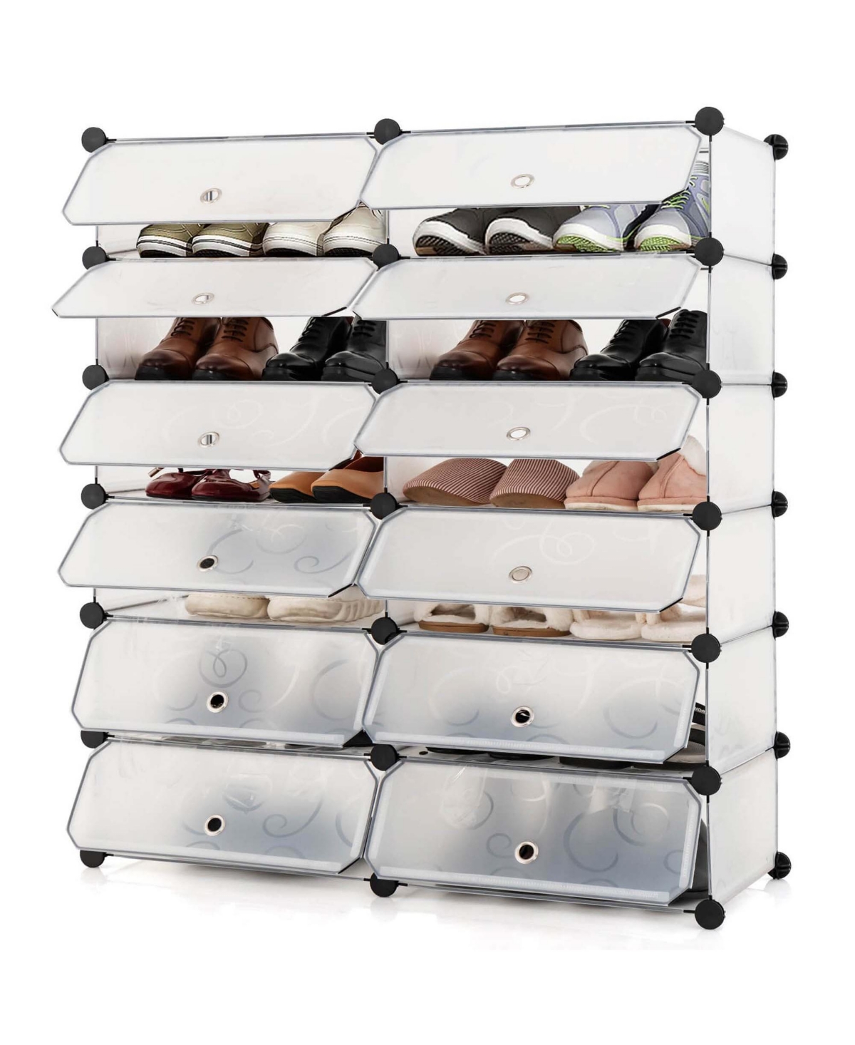 Shoe Rack 12-Cube Diy Plastic Shoe Cabinet Multi Use Modular Closet Shelf - White