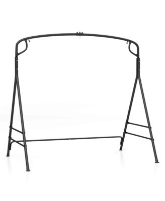 Outdoor Metal Swing Frame Sturdy A-Shaped Porch Swing Stand with Extra Side Bars