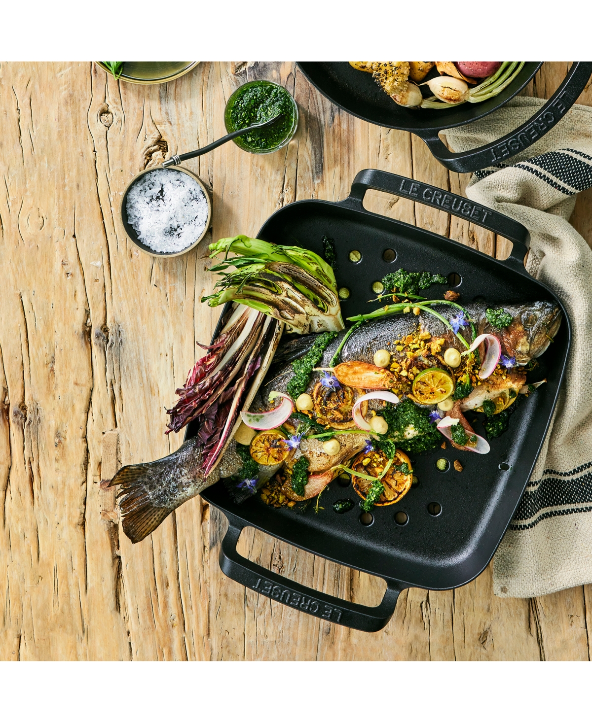 Le Creuset Alpine Outdoor Collection Enameled Cast Iron Square Grill Basket In Matte Blac