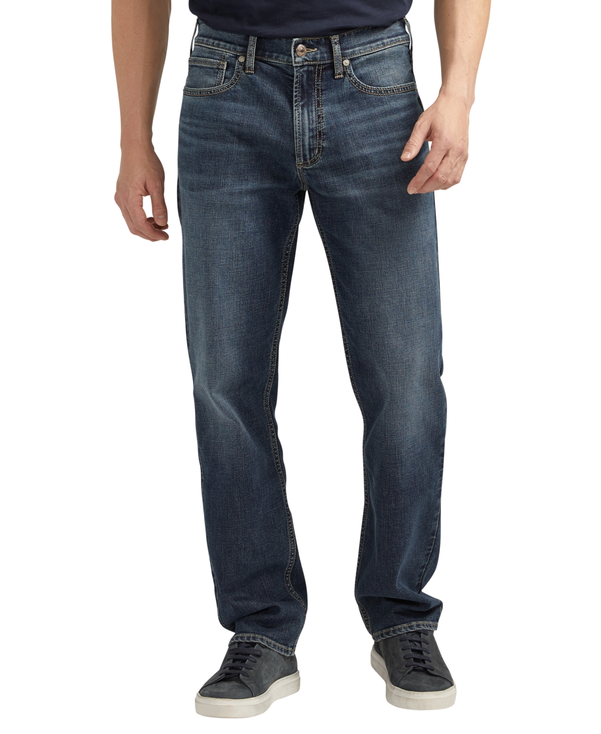 Shop Silver Jeans Co. Men's Eddie Athletic Fit Tapered Leg Jeans In Indigo