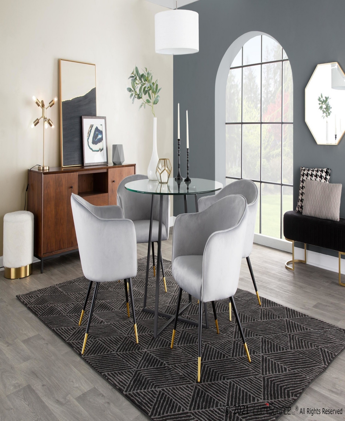 Lumisource Marla Contemporary Nesting Ottoman Set In Metal And Plush Fabric By  In Cream Plush Fabric