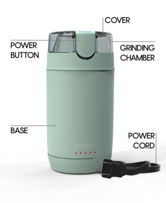 Puree Electric Coffee Grinder, One-Touch Spice, Herb, and Coffee Bean Grinder with Stainless Steel Blades 