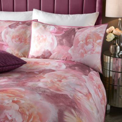 Rose Bloom Cotton Print Duvet Cover Set with Pillowcases, Queen