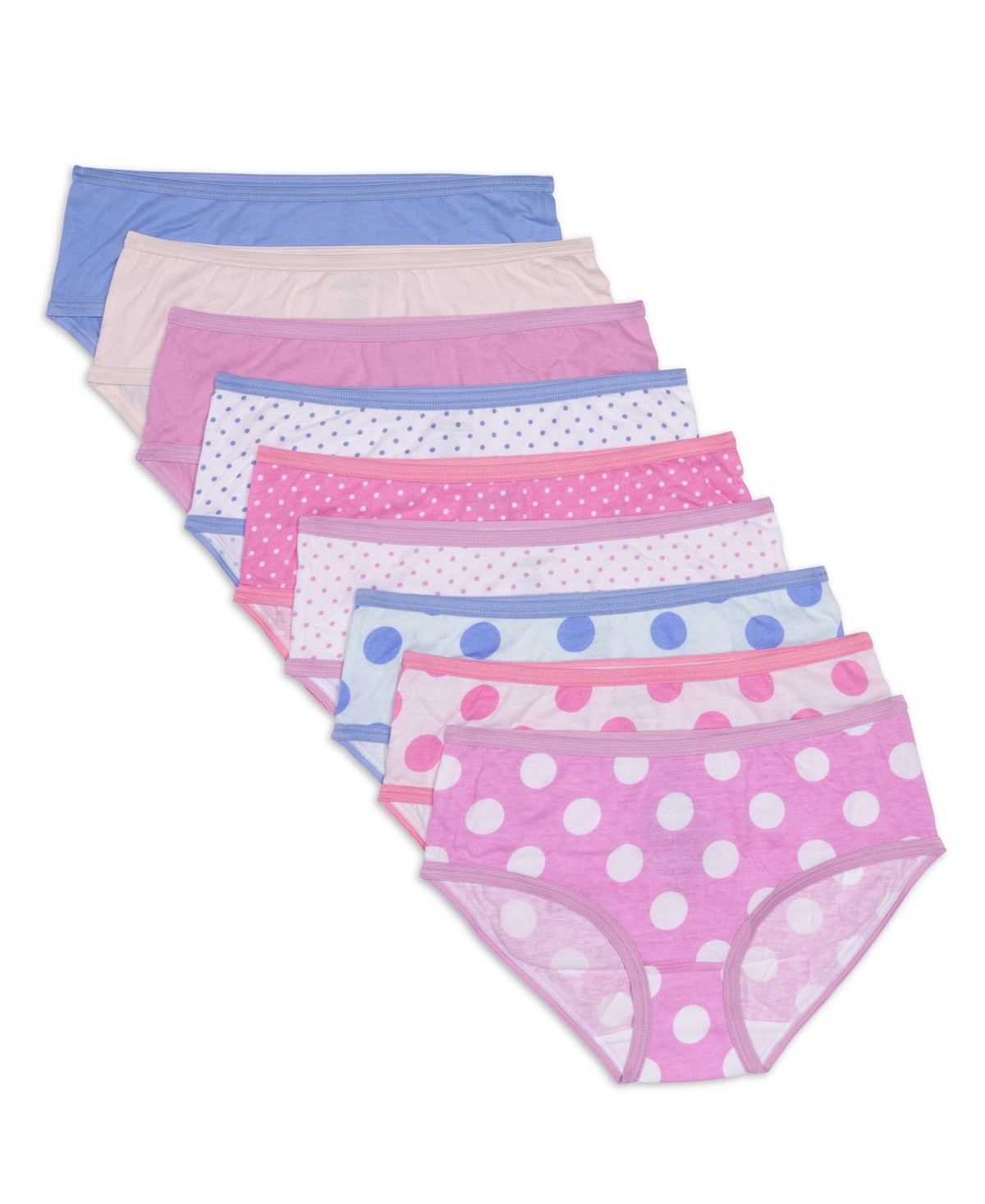 Детские Maidenform Little & Big Girls Big and Little Dots Hipster Underwear, Pack of 9 — фото 1