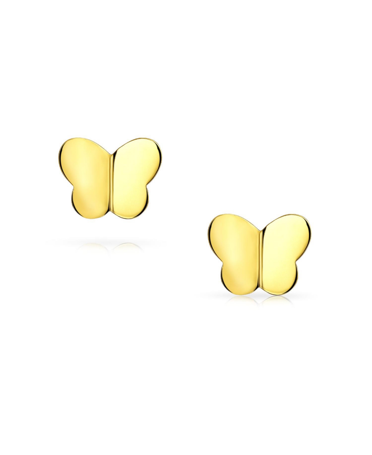 Bling Jewelry Petite Minimalist14K YellowLucky Butterfly Stud Earring For Women Secure Screw back - Gold