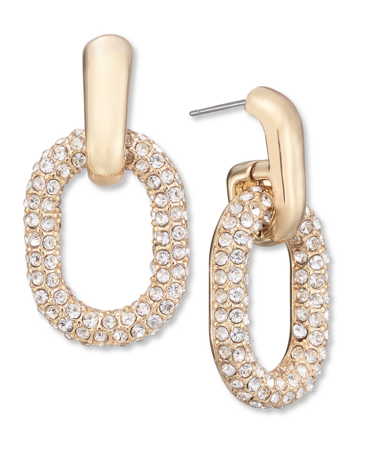 Pave Oval Link Drop Earrings, Created for Macy's - Gold