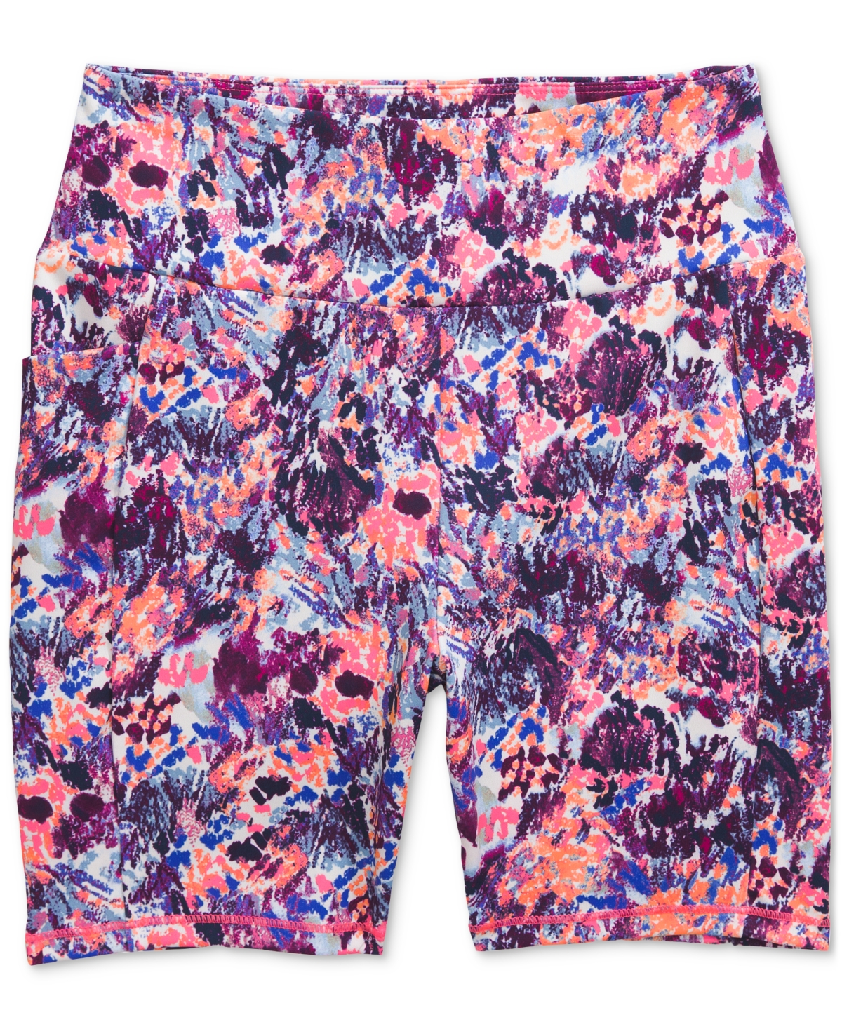 Shop The North Face Big Girls Never Stop Bike Shorts In Radiant Poppy Maze Floral Print