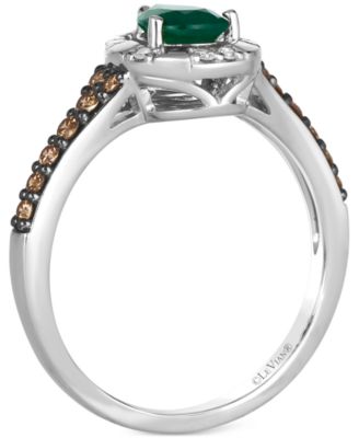 Costa Smeralda Emeralds (1/2 ct. t.w.) & Diamond (1/4 ct. t.w.) Halo Ring in 14k White Gold