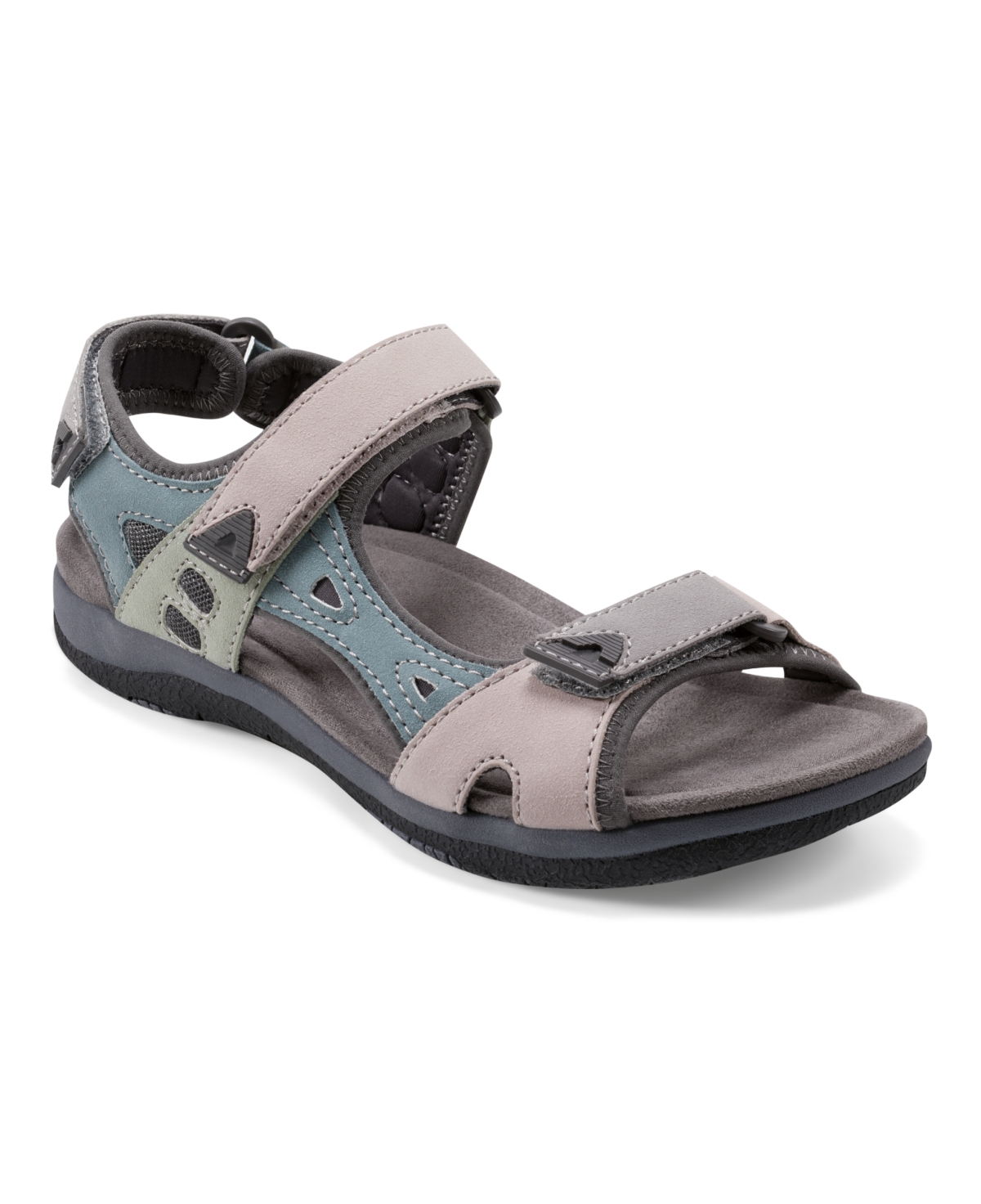 Shop Earth Women's Skylar Round Toe Lightweight Casual Flat Sandals In Grey Multi