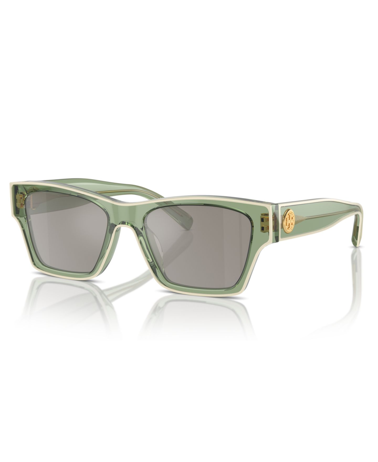 Женские солнцезащитные очки Tory Burch Ty7207U, цвет: Зелёный / Молочный — фото 1