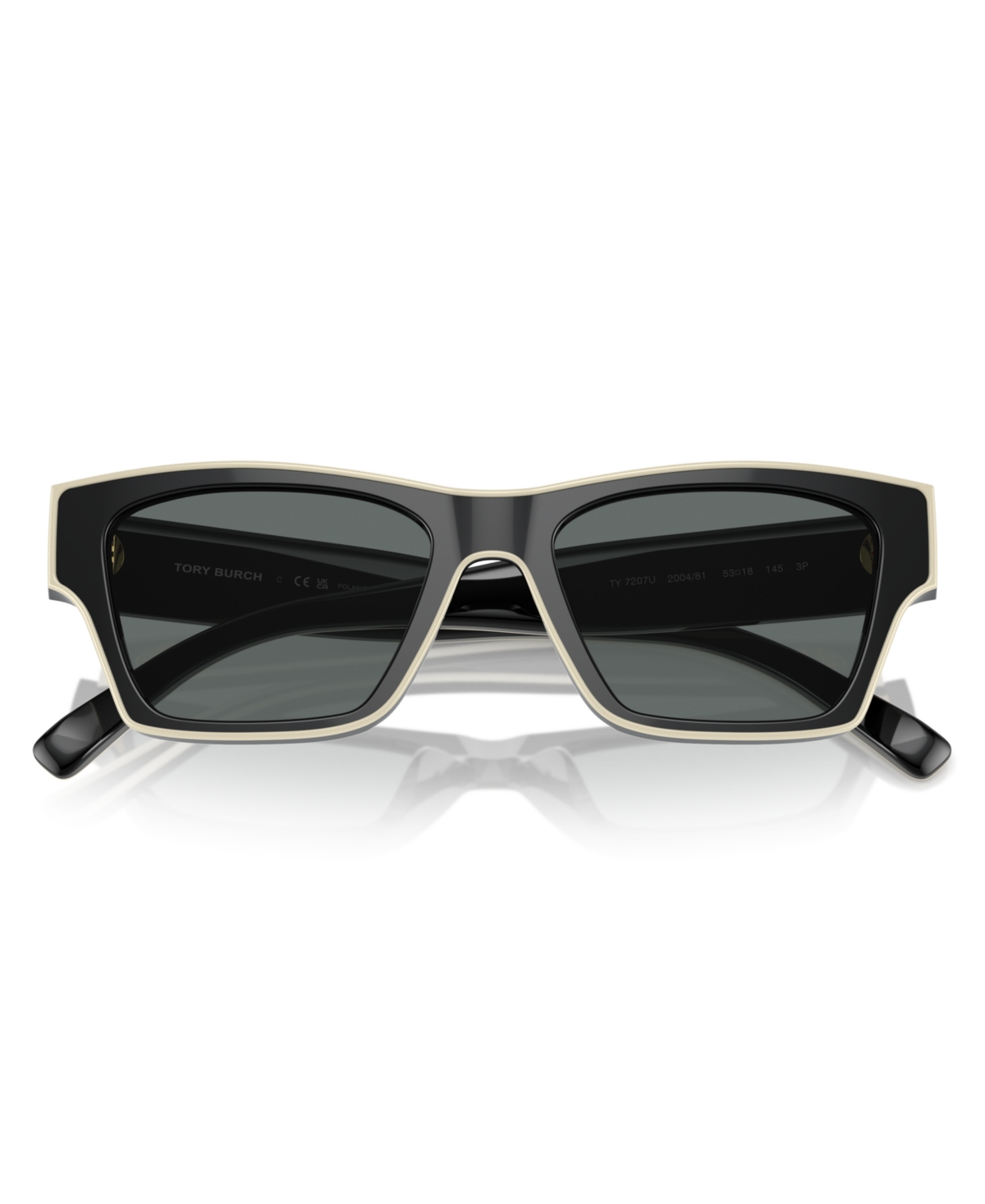 Shop Tory Burch Women's Polarized Sunglasses, Ty7207u In Black,ivory