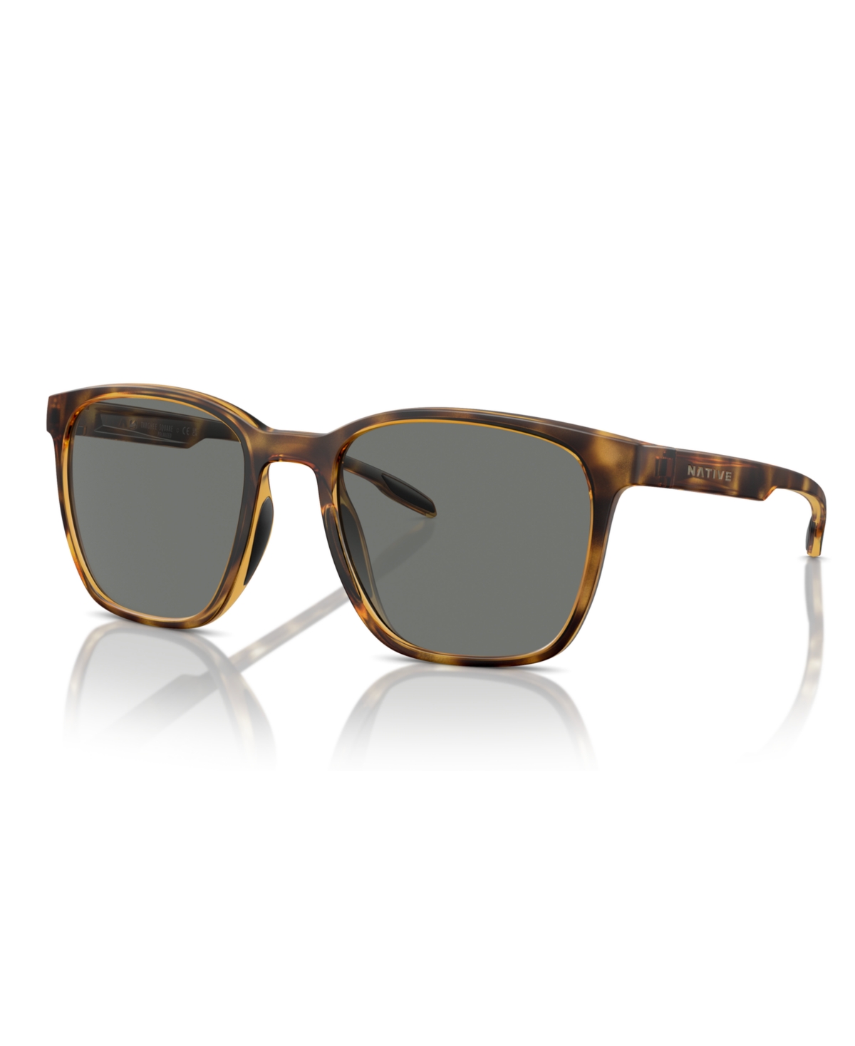 Native Eyewear Unisex Polarized Sunglasses, Targhee Square Xd9046 In Matte Tortoise,gray