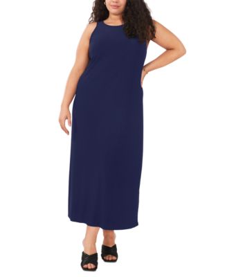Women's Sleeveless Keyhole-Back Crewneck Maxi Dress