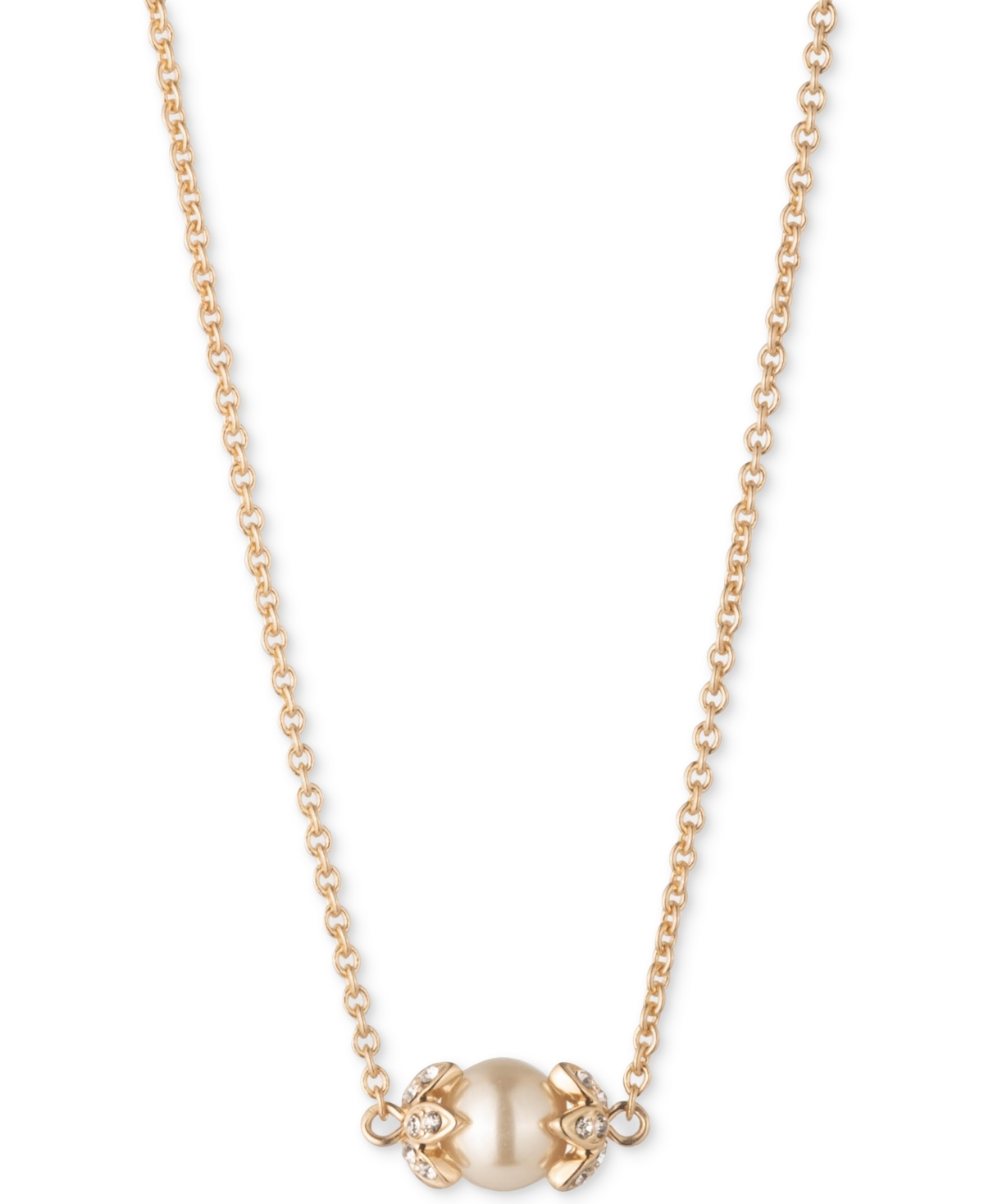 Gold-Tone Imitation Pearl Pendant Necklace, 16" + 3" extender - Pearl