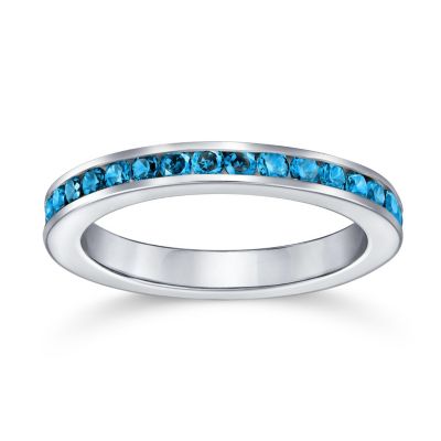 Cubic Zirconia Thin Stackable CZ Channel Set Eternity Band Ring .925 Sterling Silver 3MM