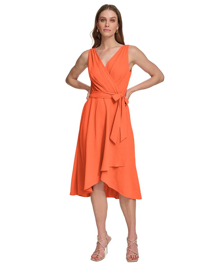 Silky Knit Sleeveless Wrap Dress 251278