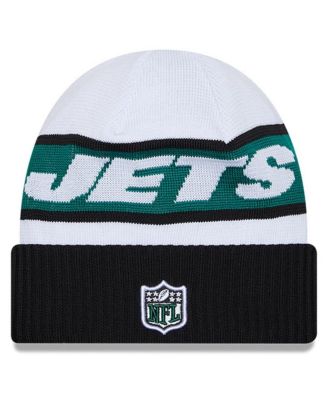 Men's White, Black New York Jets 2023 Sideline Tech Cuffed Knit Hat