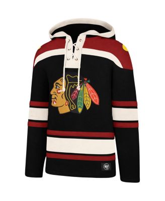 Men's Black Chicago Blackhawks Superior Lacer Pullover Hoodie